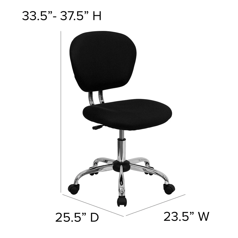 Mid-Back Black Mesh Padded Swivel Task Chair with Chrome Base