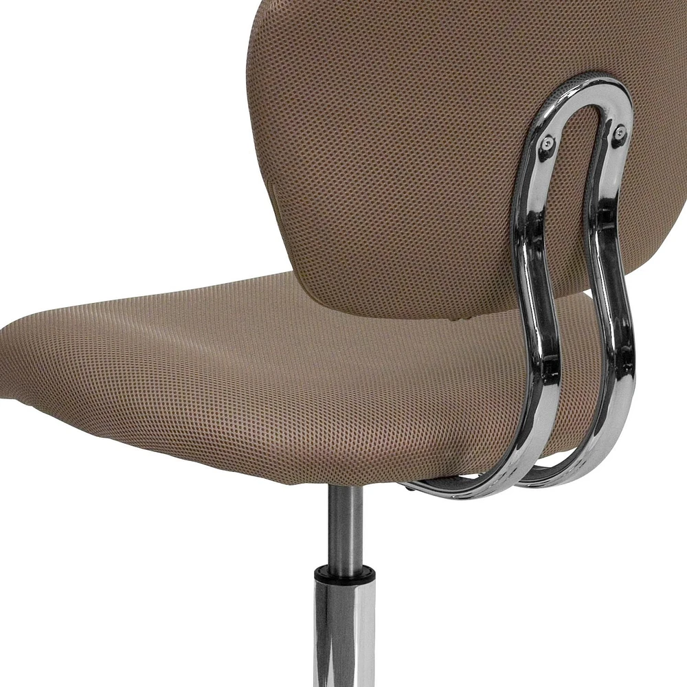 Mid-Back Coffee Brown Mesh Padded Swivel Task Chair with Chrome Base