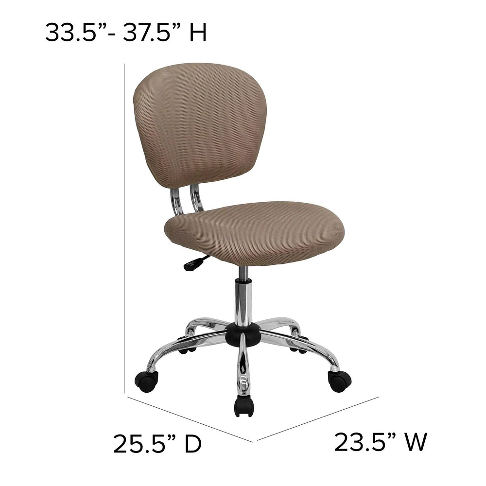 Mid-Back Coffee Brown Mesh Padded Swivel Task Chair with Chrome Base