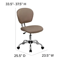 Mid-Back Coffee Brown Mesh Padded Swivel Task Chair with Chrome Base