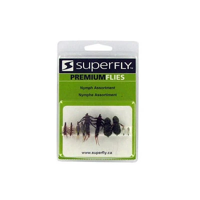 SuperFly Nymph Assortment Flies, 10 Pieces, great for trout, bass, salmon and more