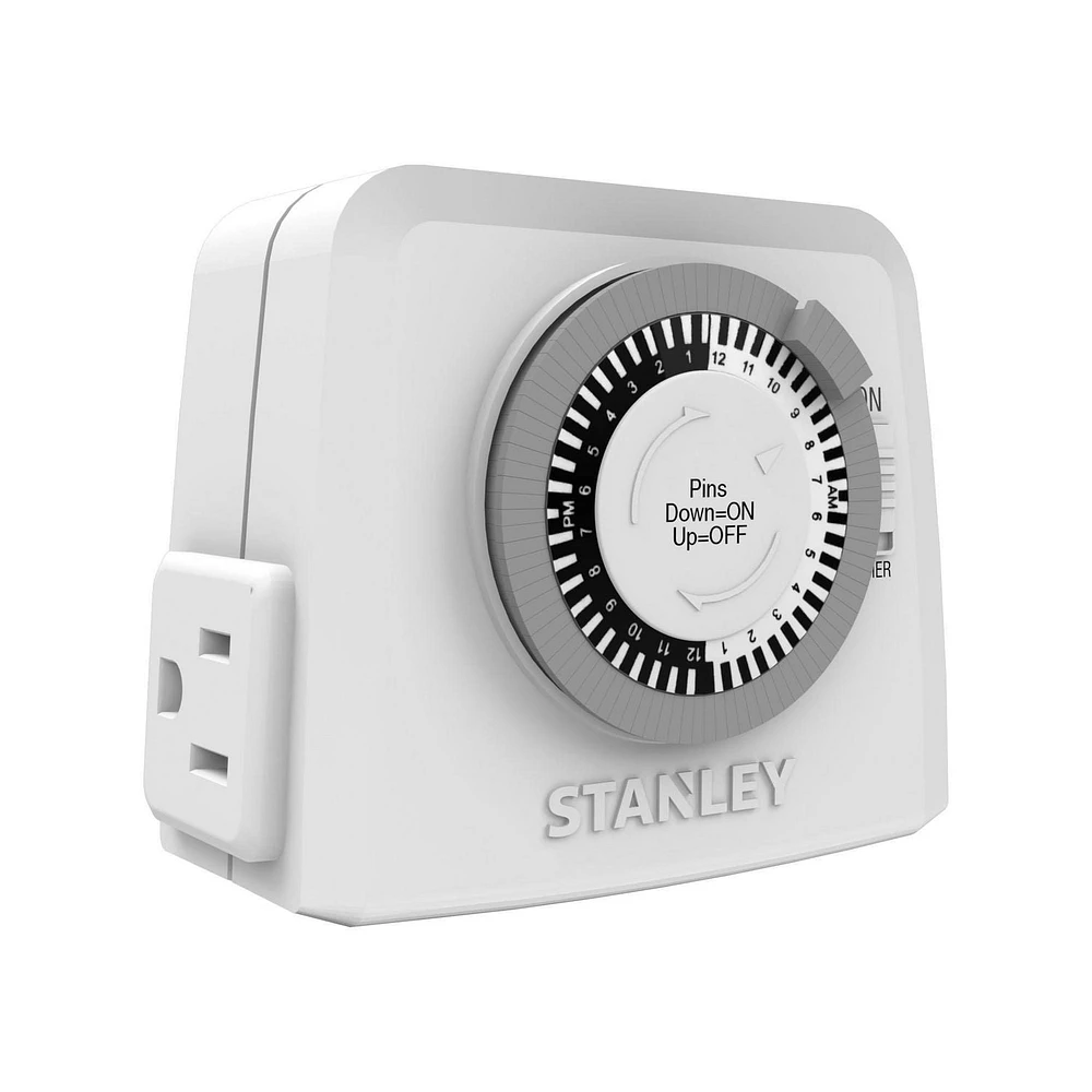 Stanley TimeIt Twin 2-Outlet Grounded Indoor Mechanical Timer, Stanley