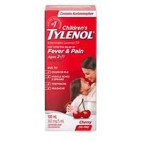 Tylenol Children's Medicine for Fever & Pain, Dye-Free Cherry Liquid, 100 mL