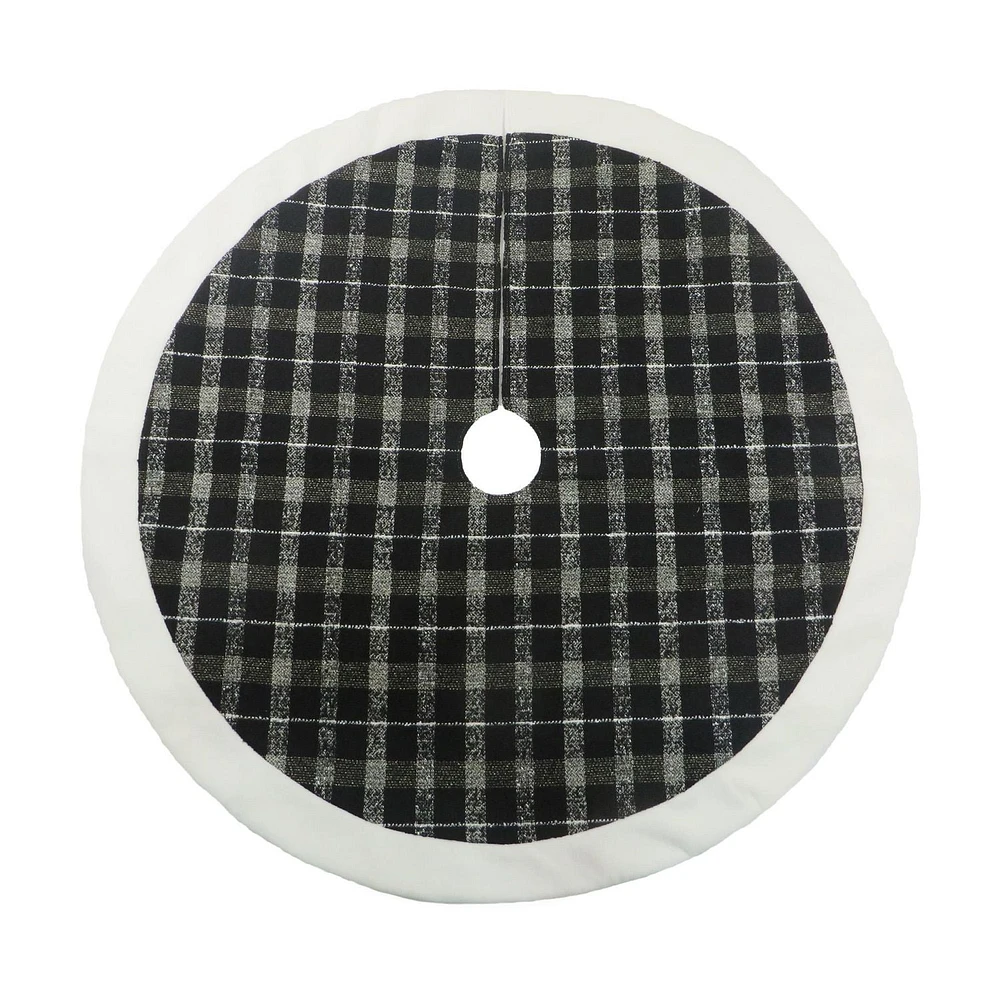 Holiday Time MDN 48 inches plaid tree skirt - Black and White