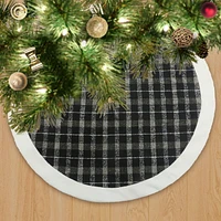 Holiday Time MDN 48 inches plaid tree skirt - Black and White