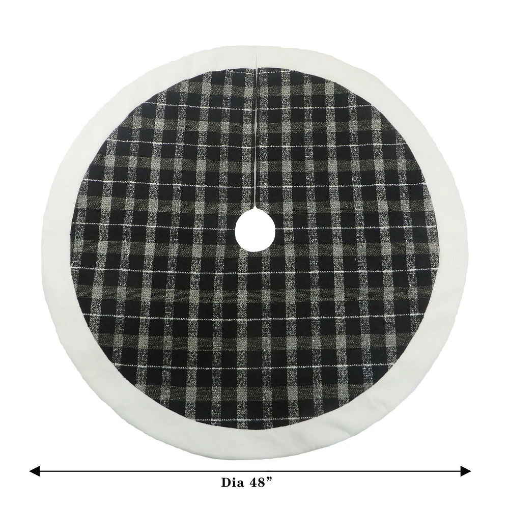 Holiday Time MDN 48 inches plaid tree skirt - Black and White