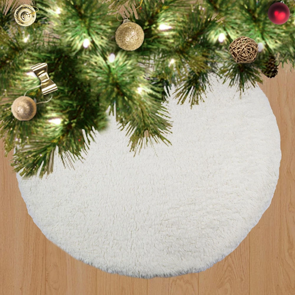 Holiday Time WW 48 inches cream Shrpa tree skirt