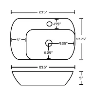 in. W Wall Mount White Bathroom Vessel Sink Set For 1 Hole Center Faucet AI