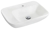 in. W Wall Mount White Bathroom Vessel Sink Set For 1 Hole Center Faucet AI