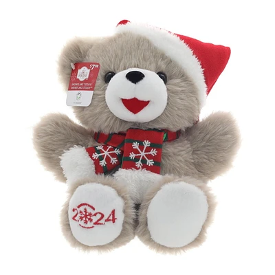 Holiday Time 9” Snowflake Teddy Brown and Red Boy, 9” Snowflake Teddy BR & RD Boy