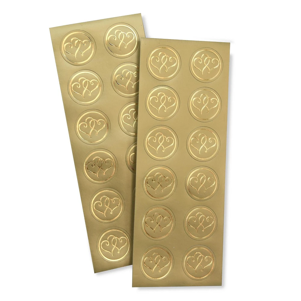 Gold Heart Sticker Seals