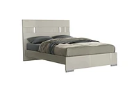 K-Living Latina Grey Lacquer Finish Queen-Size Bed with One-Touch LED Light