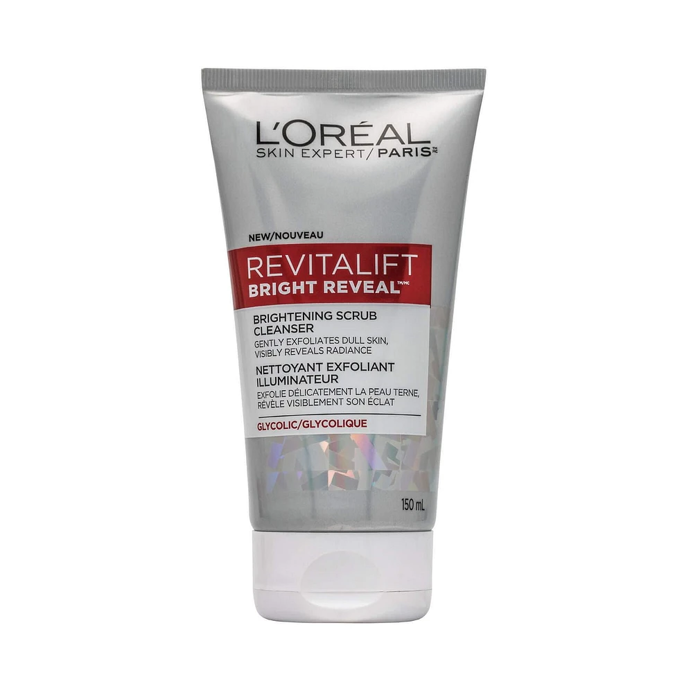 L'Oréal Paris Revitalift Bright Reveal Anti-Aging Cleanser Face Cleanser & Toner, with Glycolic, 150 ml