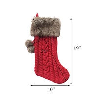 Holiday Time 21 inches Christmas Red Knit Stocking, 21 inch, Festive