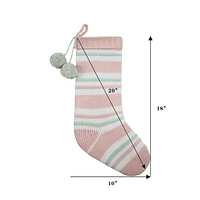 Holiday Time 20 inches Christmas striped knit Stocking