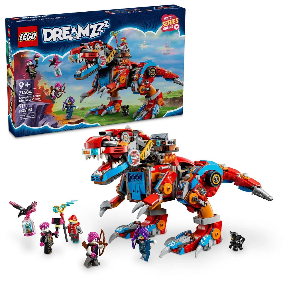 LEGO DREAMZzz Cooper’s Robot Dinosaur C-Rex, Rebuildable Dinosaur Toy Transforms from a Pterodactyl to a T-Rex Action Figure, Creative Gift for Boys, Girls and Kids Ages 9 and Up, 71484, Includes 917 Pieces, Ages 9+