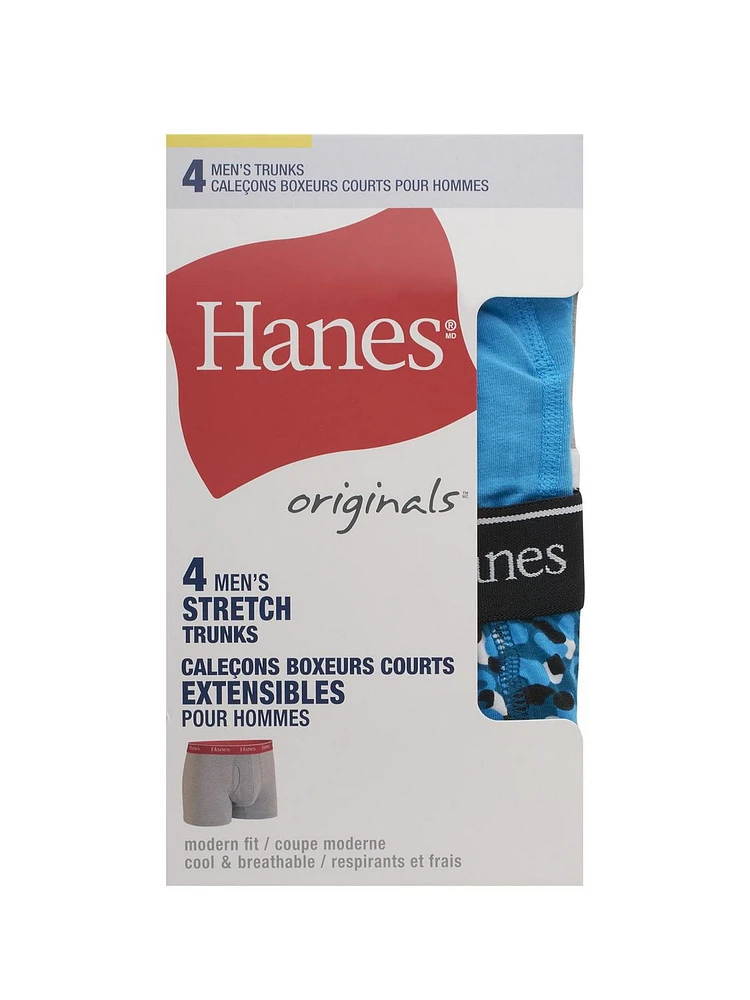 Caleçons pour hommes Hanes Originals, paquet de 4, extensibles, coupe moderne, frais et respirants Une collection élégante d'essentiels modernes et frais conçus pour le confort, faite pour tous