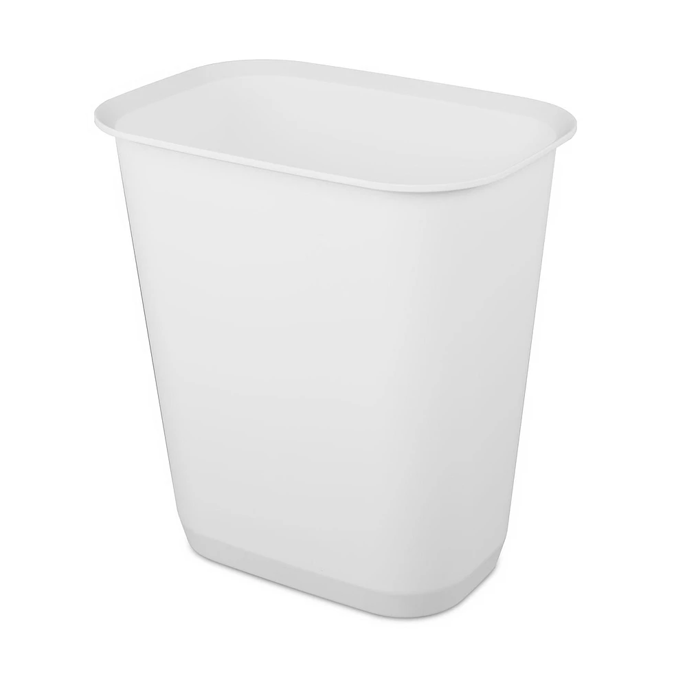 Sterilite 34 Liter Rectangular Wastebasket, White, 34L, White