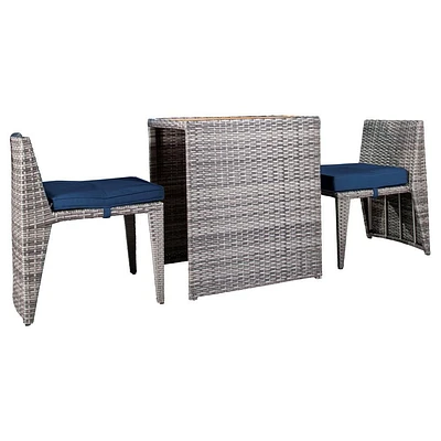 All-Space 3-piece Balcony Patio Conversation Set - Blue