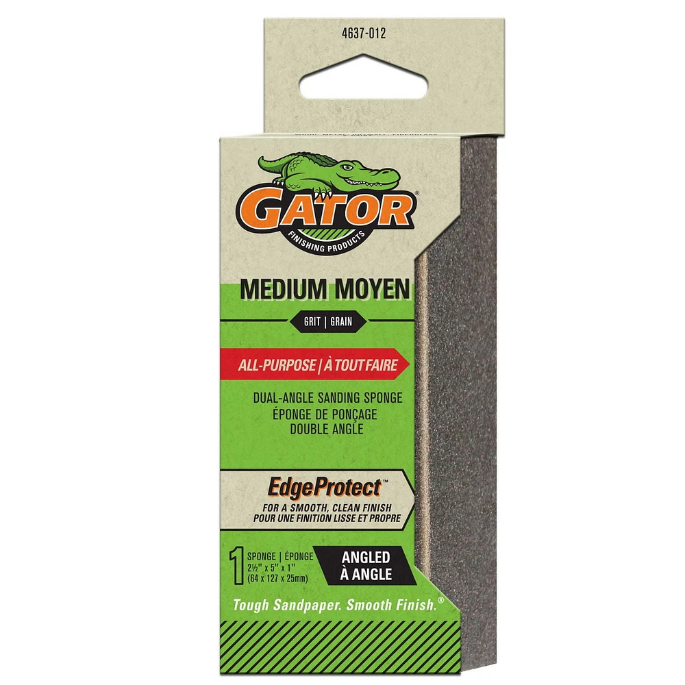 GATOR Edge Protect, Dual-Angle Sanding Sponges, 80 Grit, 1 Sponge