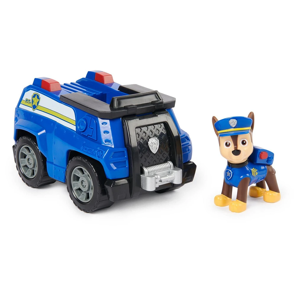 PAW Patrol, Chase’s Patrol Cruiser, Toy Car with Collectible Action Figure, Sustainably Minded Kids Toys for Boys & Girls Ages 3 and Up