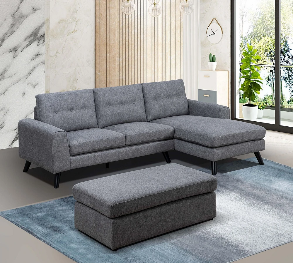 Topline Home Furnishings 2-piece Sectional with Right Side Chaise Chenille