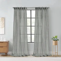 Loft Living Peoria Sheer Dual Header Single Curtain Panel 52 x 84 in Grey