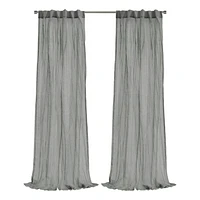 Loft Living Peoria Sheer Dual Header Single Curtain Panel 52 x 84 in Grey