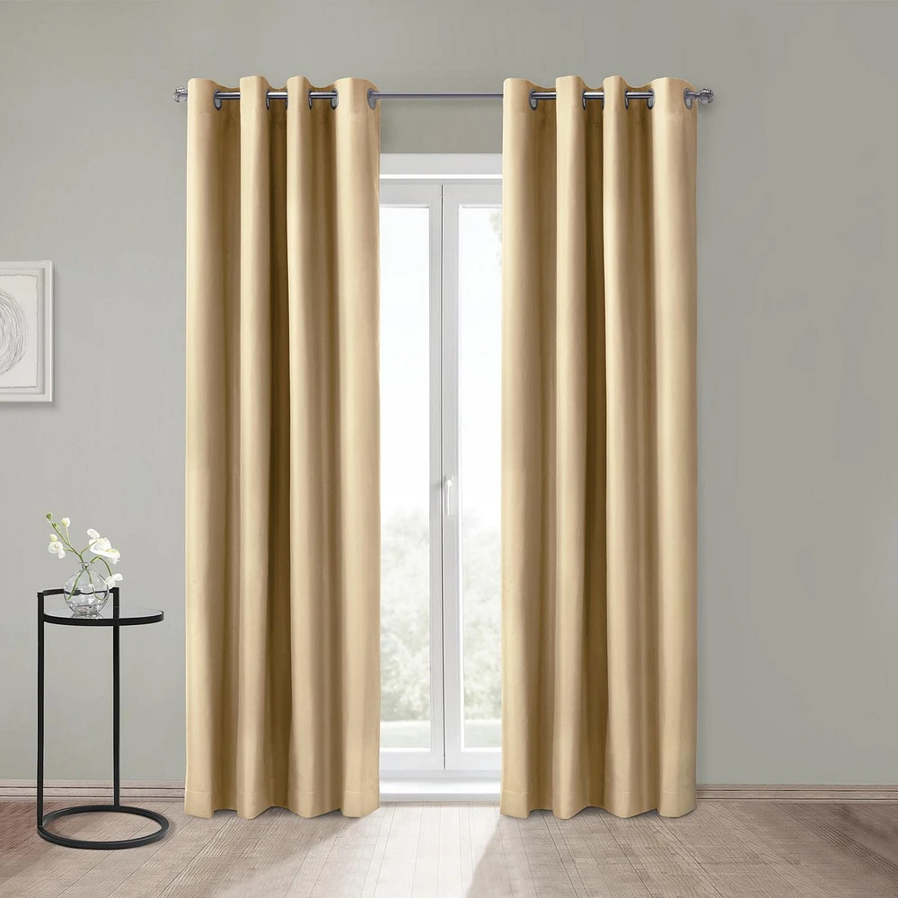 Loft Living Augustow Blackout Grommet Single Curtain Panel 52 x 63 in Taupe