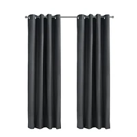 Loft Living Augustow Blackout Grommet Single Curtain Panel 52 x 84 in Charcoal