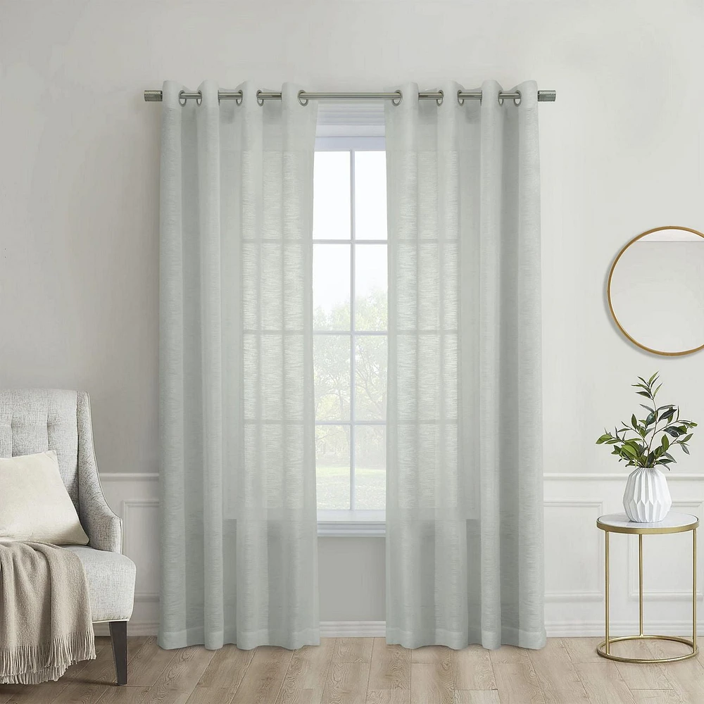 Loft Living Banan Sheer Grommet Single Curtain Panel 52 x 95 in Light Grey