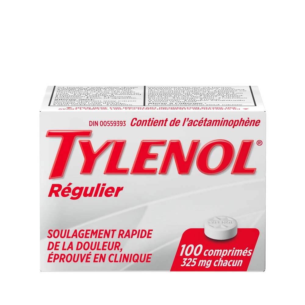 Tylenol Regular Strength Pain Relief Acetaminophen 325mg EZTabs, 100 Count