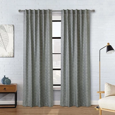 Loft Living Oshawa Light Filtering Dual Header Single Curtain Panel 52 x 84 in Grey