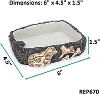 Penn Plax Fossil-Rock Food/Water Dish