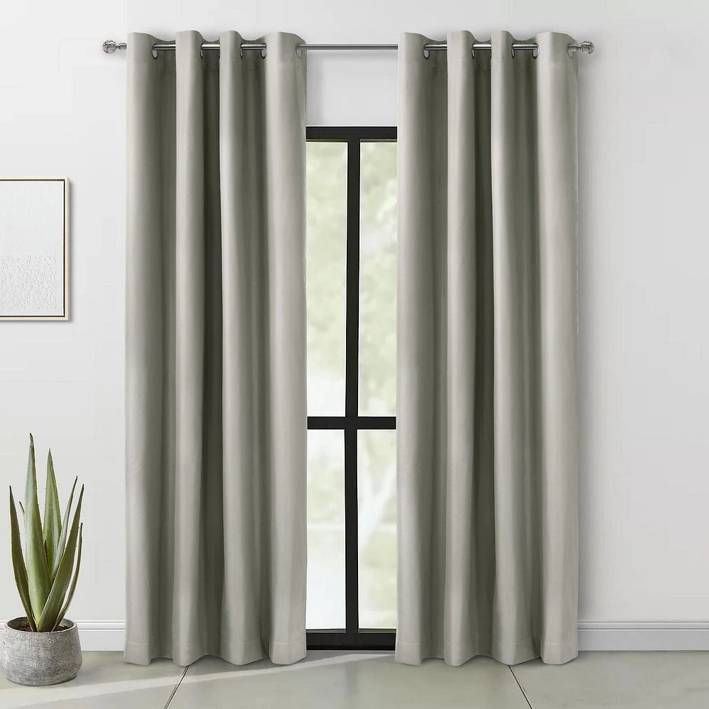 Loft Living Augustow Blackout Grommet Single Curtain Panel 52 x 95 in Light Grey