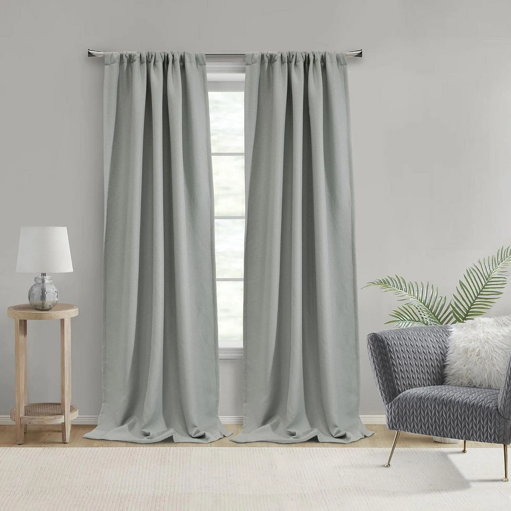 Loft Living Brasilia Room Darkening Dual Header Single Curtain Panel 52 x 108 in Silver