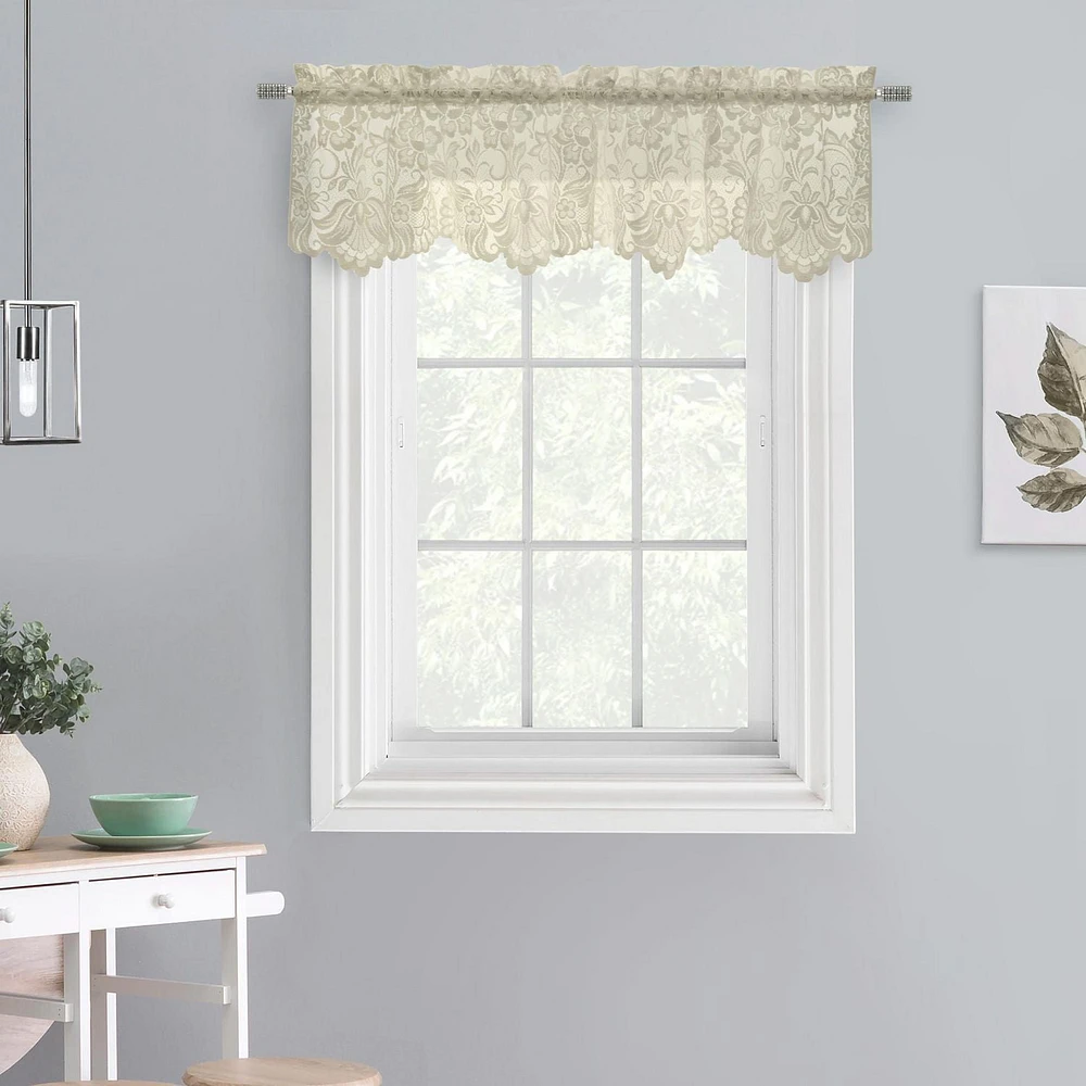 Loft Living Louis Sheer Rod Pocket Valance Only Flat 55 x 15 in Ivory