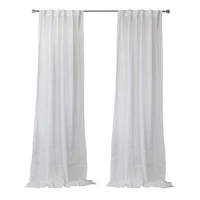 Loft Living Arezzo Sheer Dual Header Single Curtain Panel 52 x 95 in White