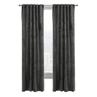 Loft Living Sicily Room Darkening Dual Header Single Curtain Panel 50 x 63 in Charcoal