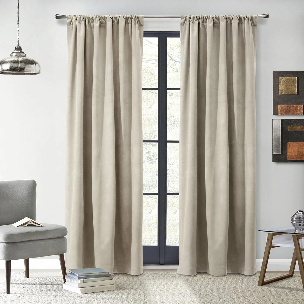 Loft Living Sicily Room Darkening Dual Header Single Curtain Panel 50 x 63 in Oyster