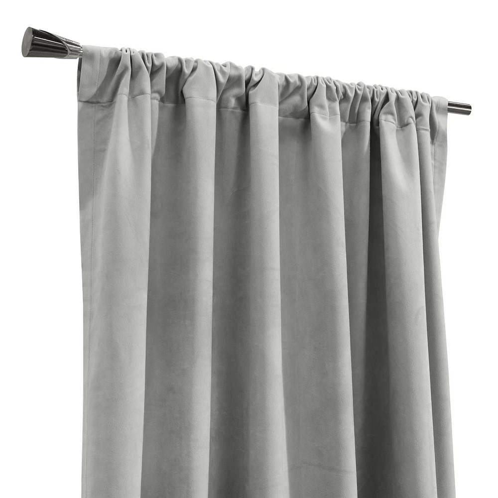 Loft Living Sicily Room Darkening Dual Header Single Curtain Panel 50 x 84 in Silver