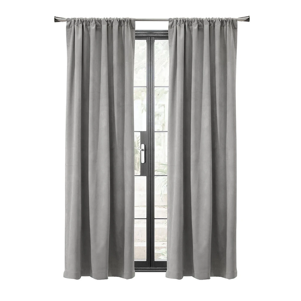 Loft Living Sicily Room Darkening Dual Header Single Curtain Panel 50 x 84 in Silver