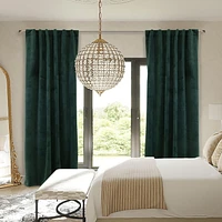 Loft Living Sicily Room Darkening Dual Header Single Curtain Panel 50 x 95 in Dark Green