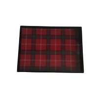 HOLIDAY TIME PLASTIC RECTANGLE SERVING TRAY RED PLAID DESIGN 18.9IN