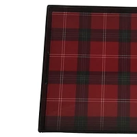 HOLIDAY TIME PLASTIC RECTANGLE SERVING TRAY RED PLAID DESIGN 18.9IN