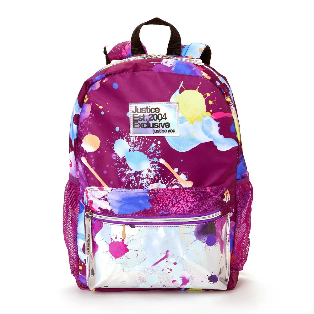 JUSTICE™ GIRLS SHINEY PAINT SPLATTER BACKPACK