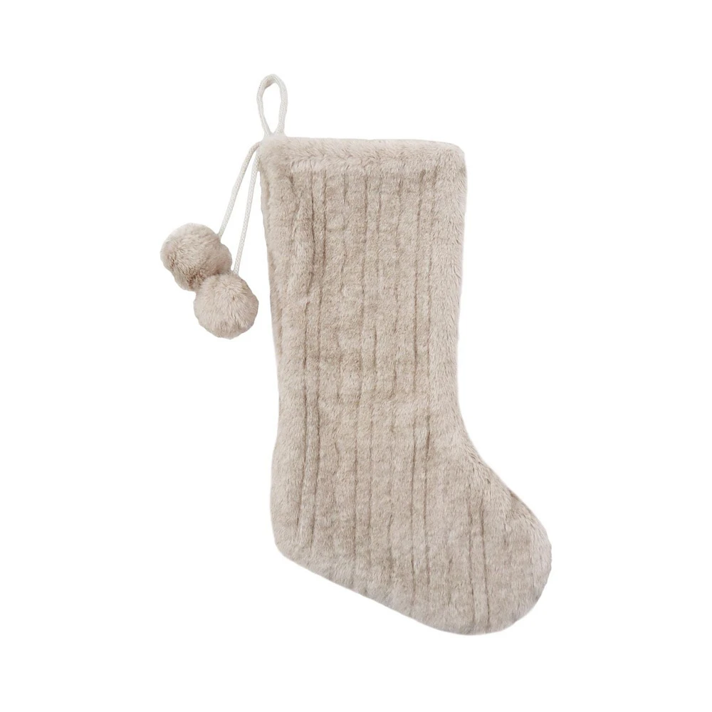 Holiday Time 20 inches Grey Faux Fur Stocking