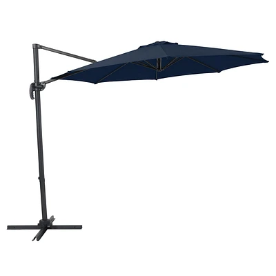 CorLiving 9.5ft Durable Fabric Canopy Offset Tilting and Rotating Outdoor Umbrella with Aluminum Pole for Patio, Deck, Pool, and more