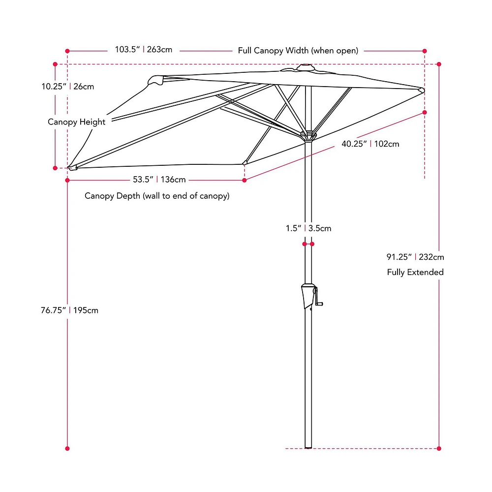 Demi-parasol CorLiving de 8,5 pi résistant aux UV