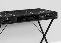 Monarch Specialties Computer Desk, Home Office, Laptop, Left, Right Set-up, Storage Drawers, 42"l, Work, Metal, Laminate, Black Marble Look, Contemporary, Modern